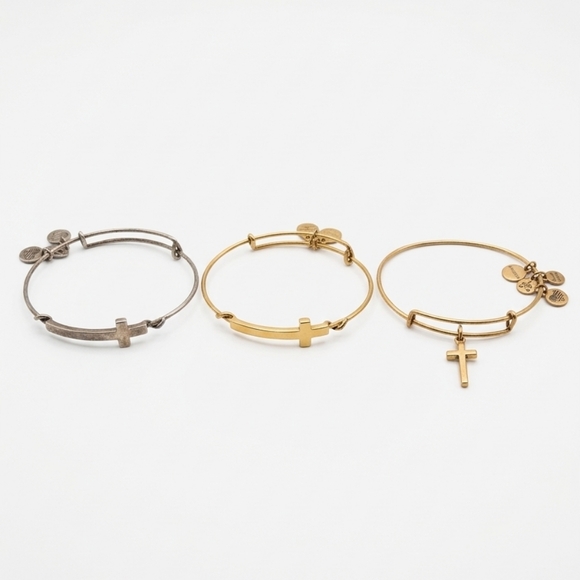 Alex and Ani Jewelry - Alex and Ani Mixed Metal Cross Bangle Trio - Gold & Silver Bundle